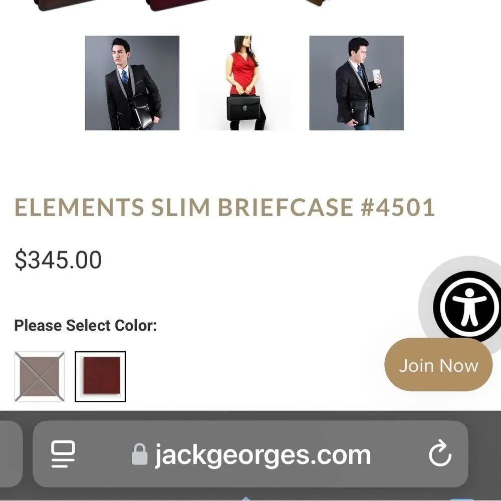 JACK GEORGES®   |  ELEMENTS™ BRIEFCASE  |  BLACK  |  Hand-Made  |  GOOD-COND  |